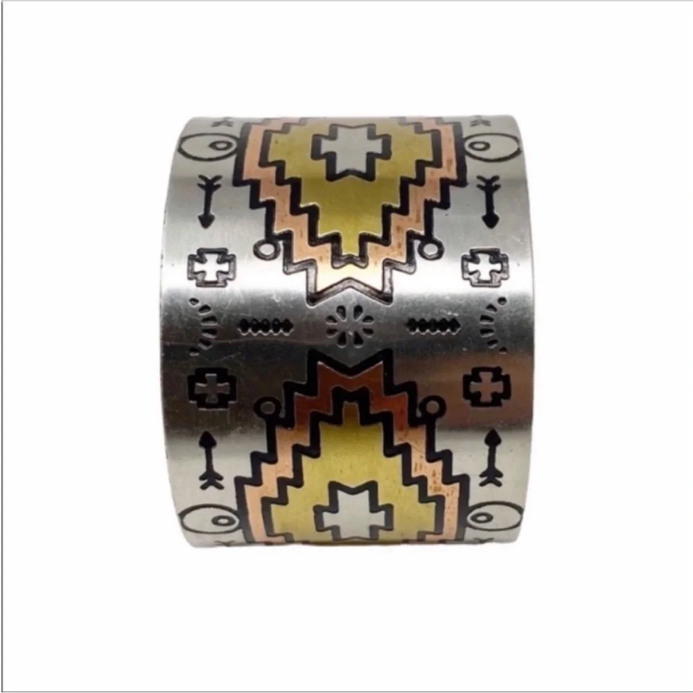 Tribal Pattern Metal Cuff Bracelet NEW
